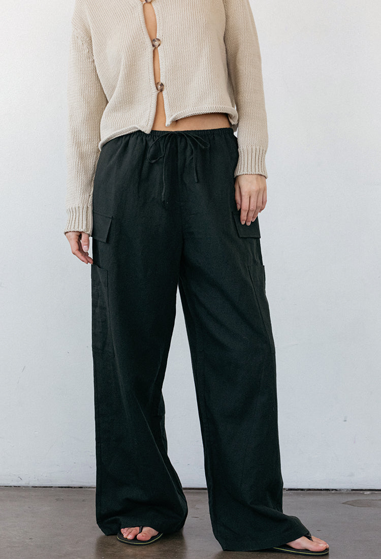 ARGUE■BREEZE LINEN MELLOW PANTS■BLACK Black Pure Linen Casual Pants for Men – Linen Trail