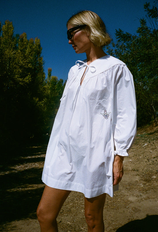 Tania White Cotton Poplin Dress