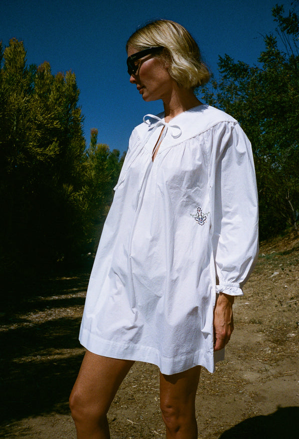 Tania White Cotton Poplin Dress