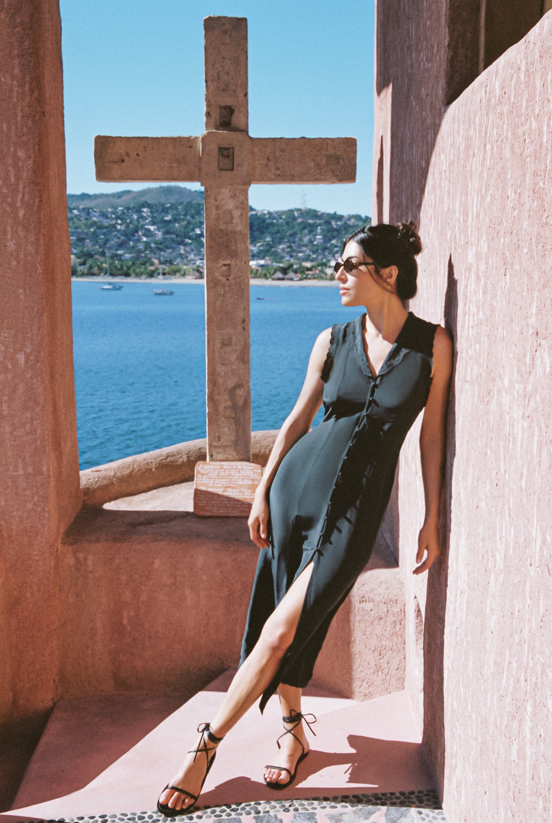 K. Jacques x Ciao Lucia Ankle Tie Black Sandal