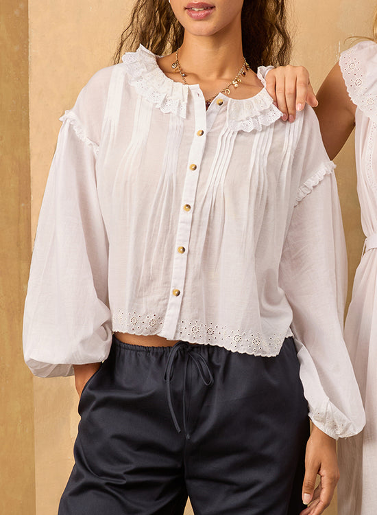 Anaia White Embroidered Cotton Top