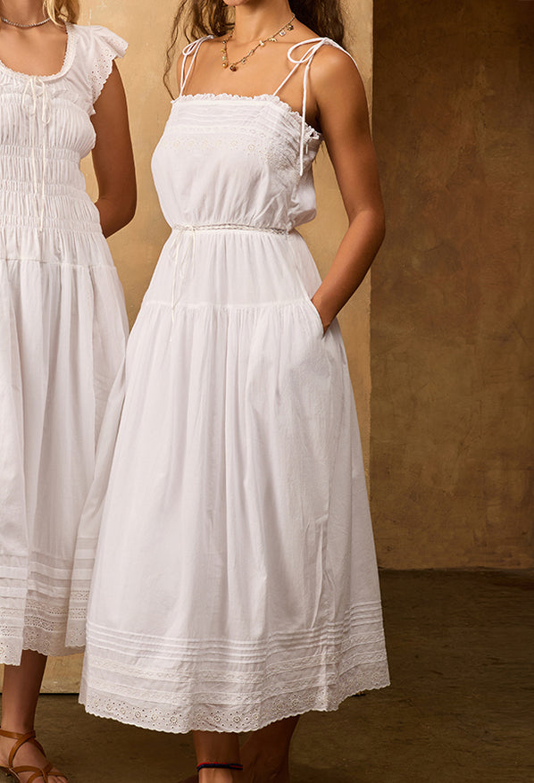 Petra White Embroidered Cotton Dress