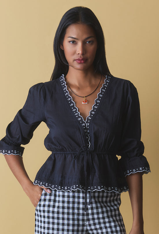 Renata Black Cotton Top