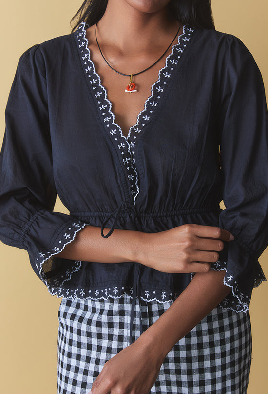 Renata Black Cotton Top