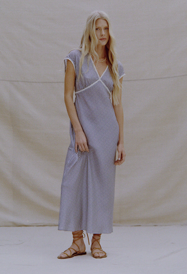 Indine Gingham Silk Dress