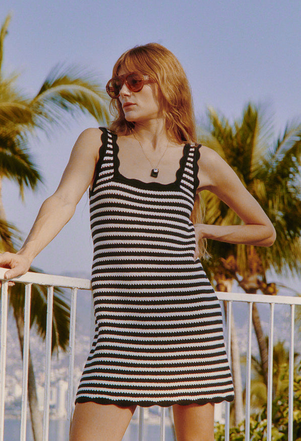 Domeka Navy Stripe Knit Dress