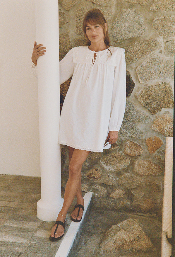 Jonita White Embroidered Cotton Dress