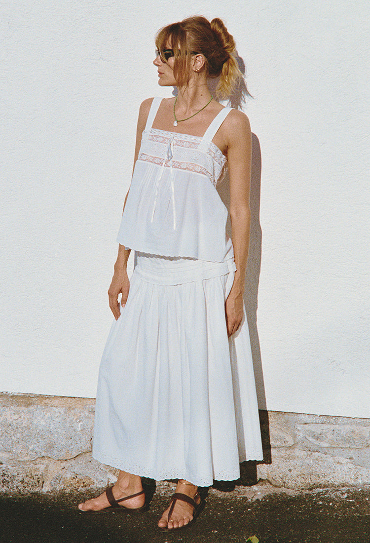 Irati White Embroidered Cotton Skirt – Ciao Lucia