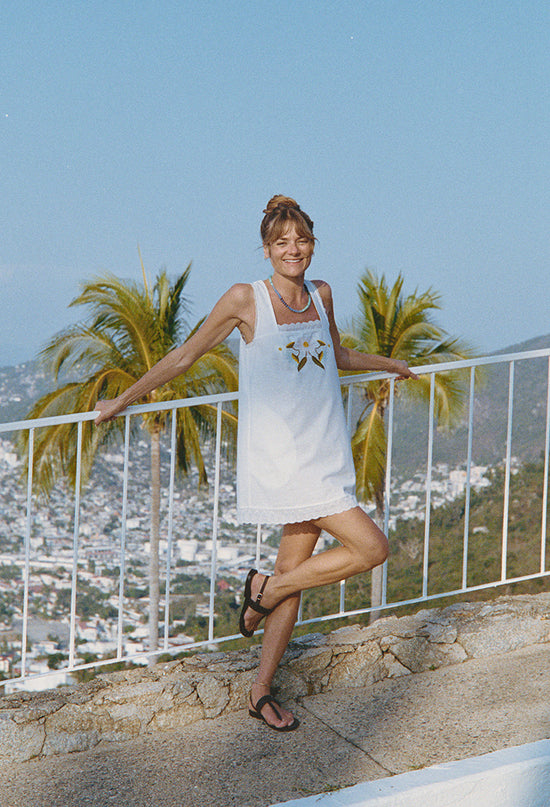 Edeme White Embroidered Linen Dress