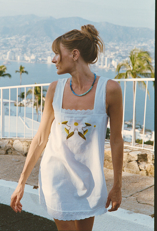 Edeme White Embroidered Linen Dress