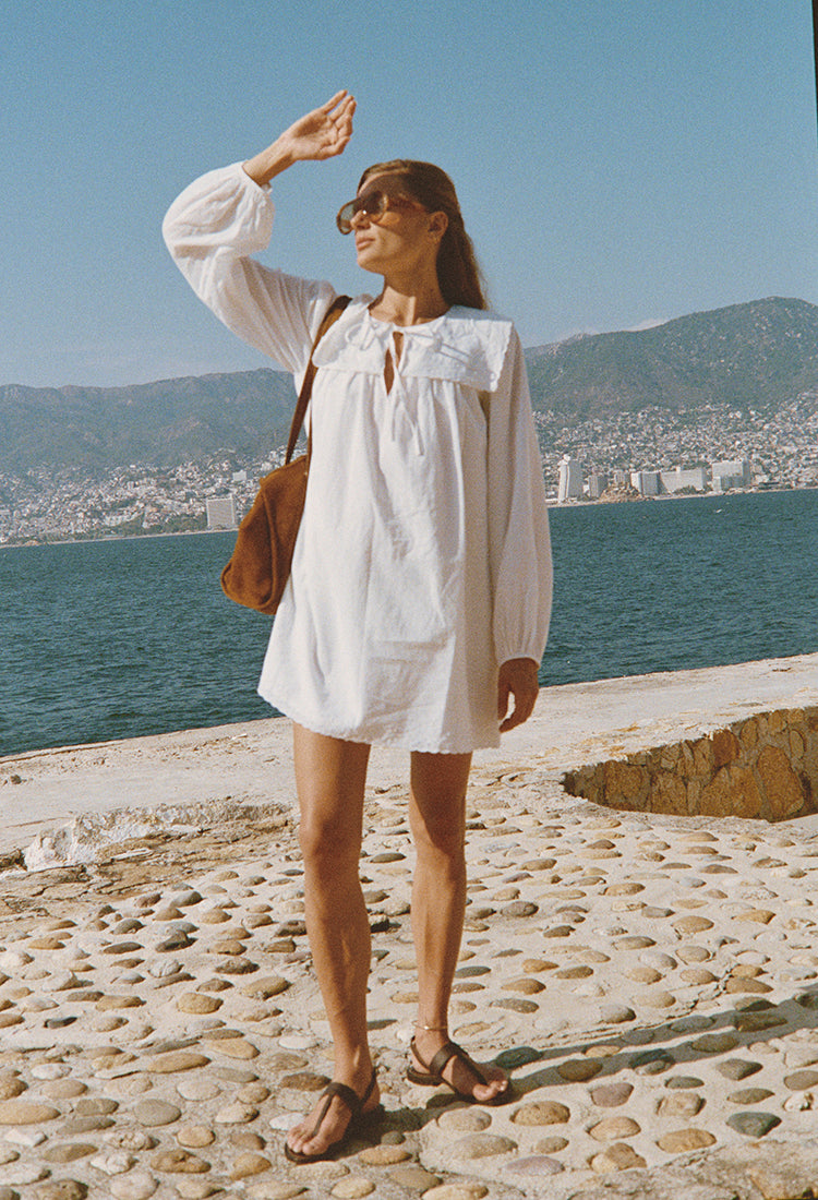 Jonita White Embroidered Cotton Dress – Ciao Lucia