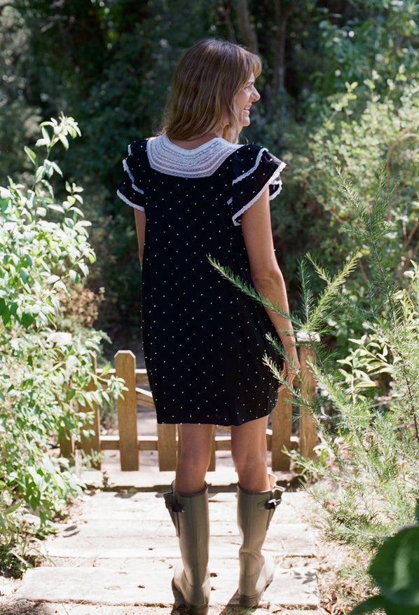Ailon Black Cotton Voile Dress