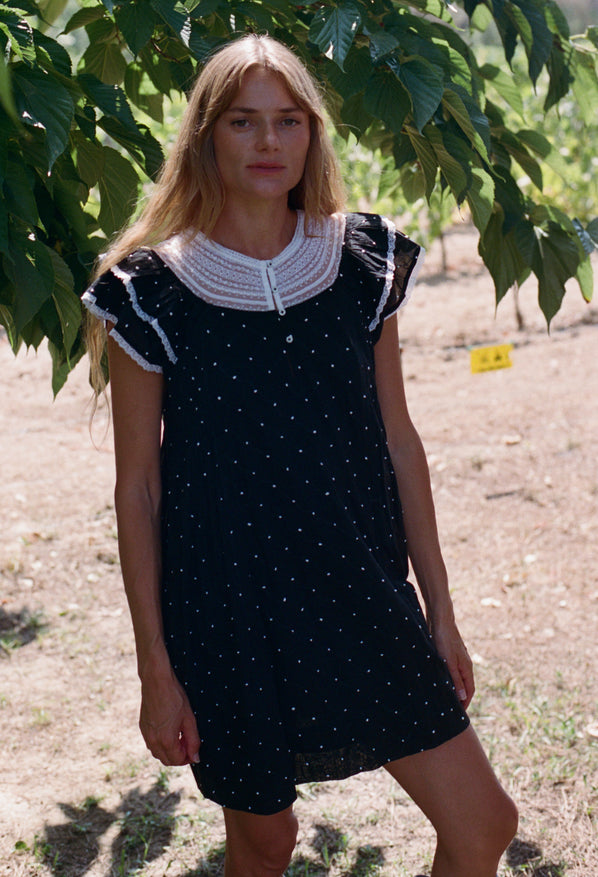 Ailon Black Cotton Voile Dress