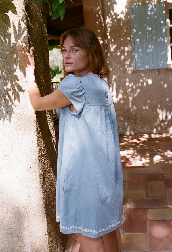Joelle Slate Cotton Voile Dress