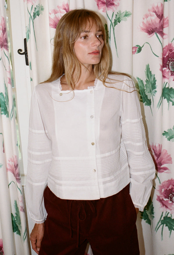 Aldina White Cotton Voile Top