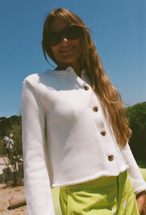 Doris White Cotton Sweater