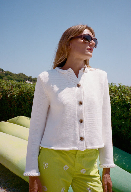 Doris White Cotton Sweater