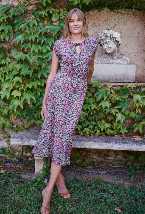 Kaira Violet Silk Dress