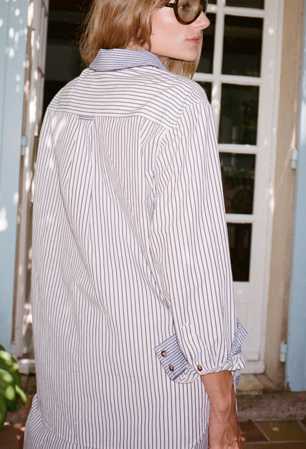Delan Stripe Cotton Poplin Top