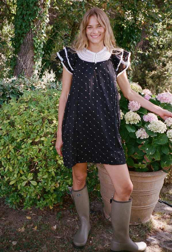 Ailon Black Cotton Voile Dress