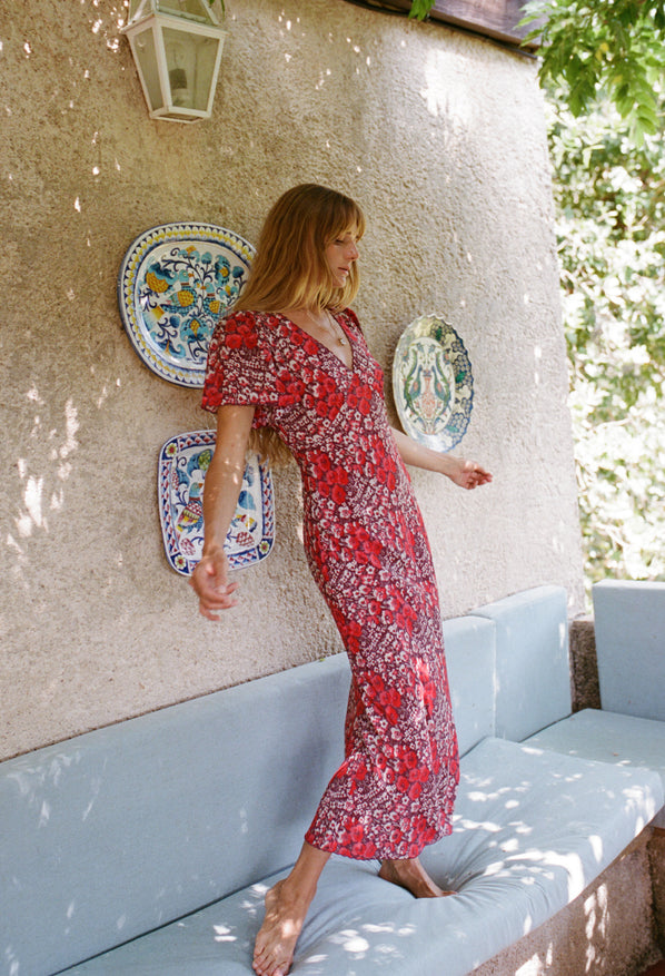 Lettie Poppy Silk Dress