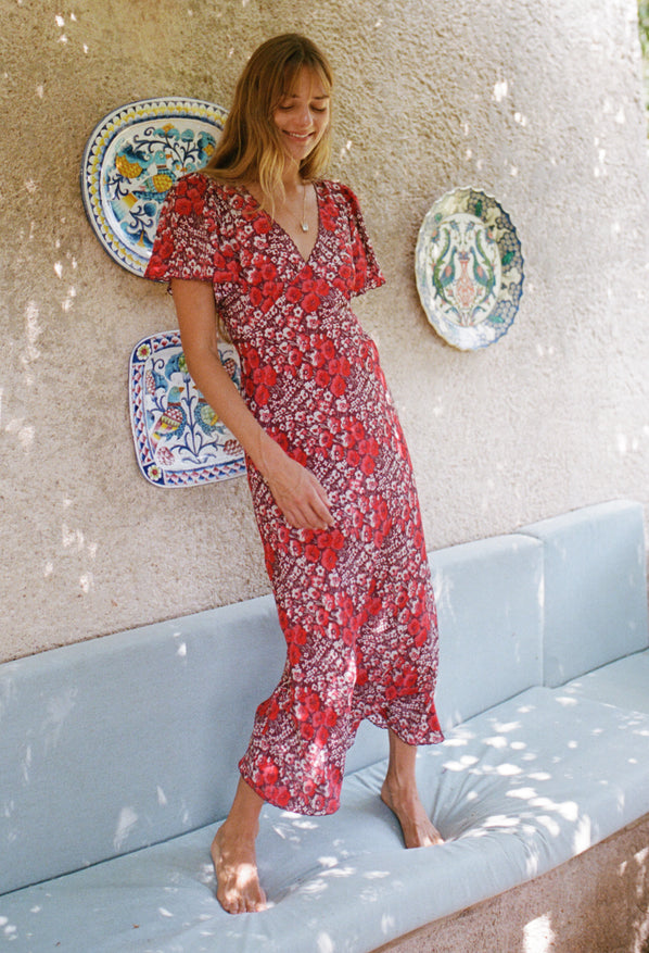 Lettie Poppy Silk Dress