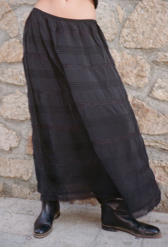 Safira Black Georgette Silk Skirt