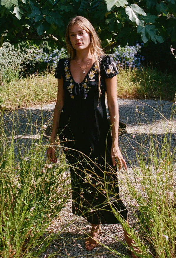 Elize Black Charmeuse Dress
