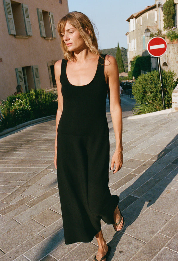 Ivonne Black Sheer Knits Dress