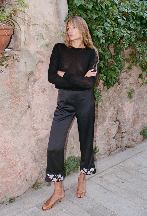 Gilly Black Satin Pant