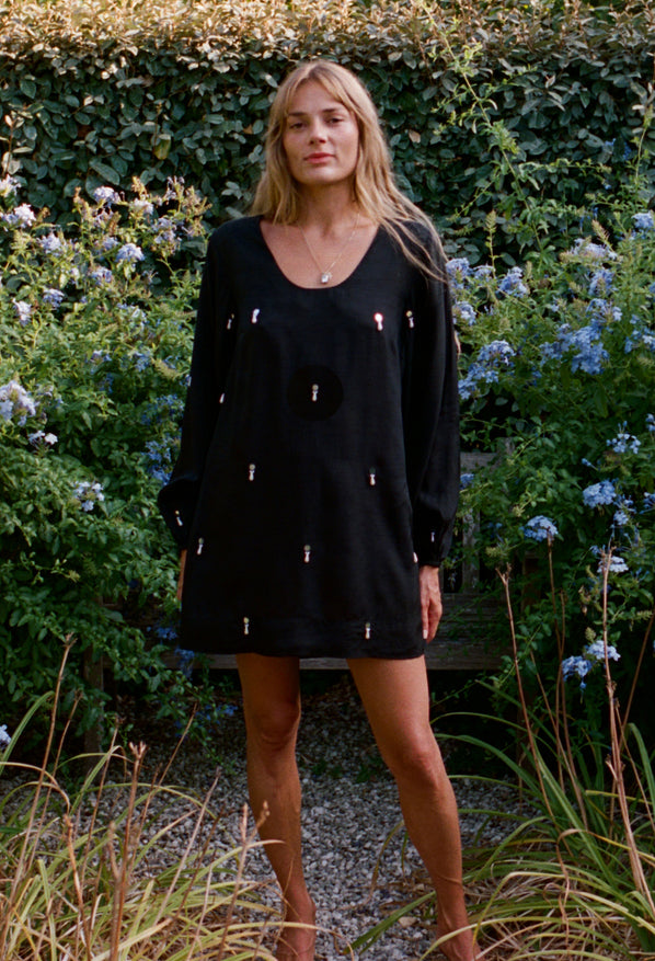 Mirey Black Dupioni Dress