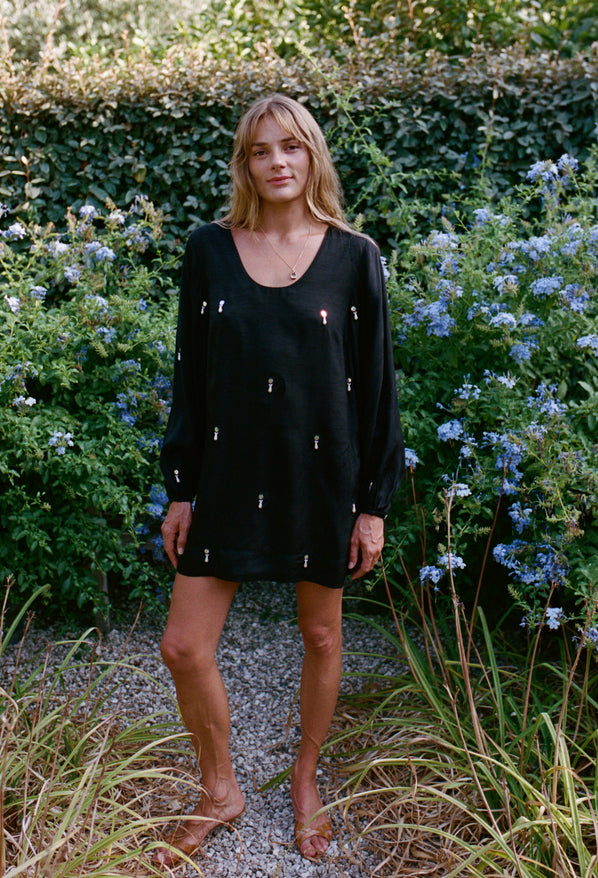 Mirey Black Dupioni Dress