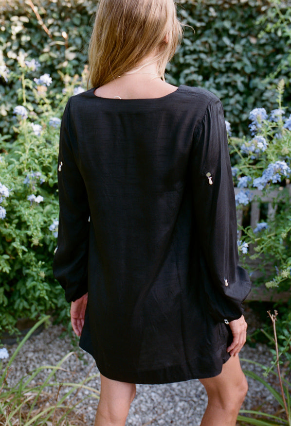 Mirey Black Dupioni Dress