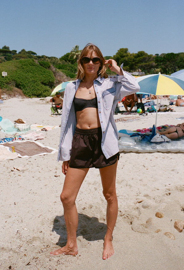 Bibbi Brown Cotton Poplin Short