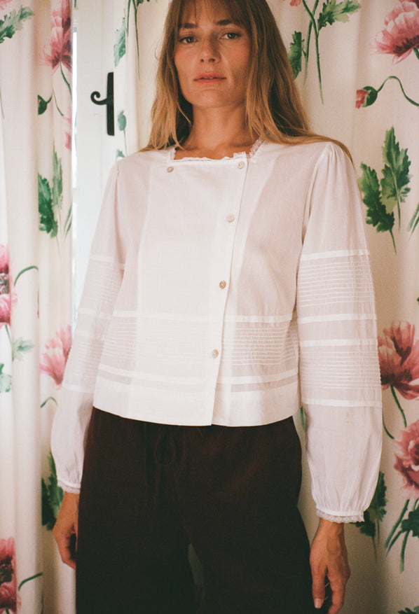 Aldina White Cotton Voile Top
