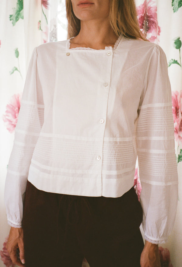 Aldina White Cotton Voile Top