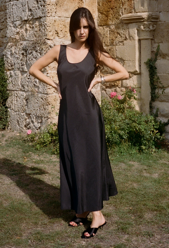 Leticia Black Satin Dress