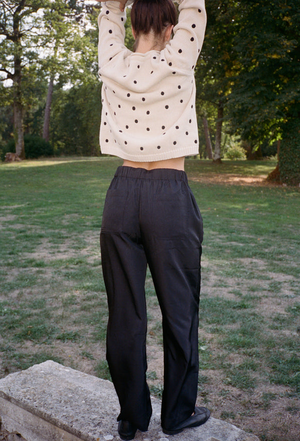 Dania Black Satin Pant