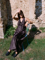 Serena Brown Satin Dress