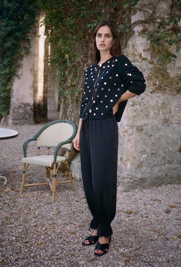 Deo Mirrored Cotton Cardigan Black