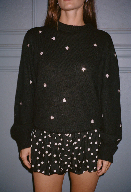 Gearda Embroidered Alpaca Pullover Black