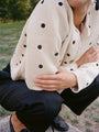 Maija Polka Dot Cotton Cardigan Ivory