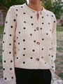 Maija Polka Dot Cotton Cardigan Ivory