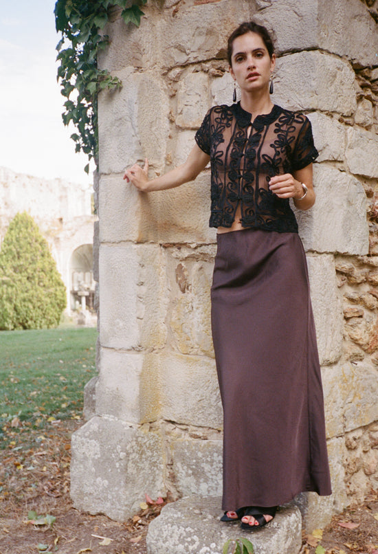 Nikola Black Soutache Top