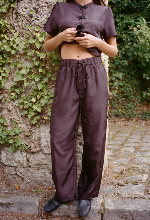 Dania Brown Satin Pant