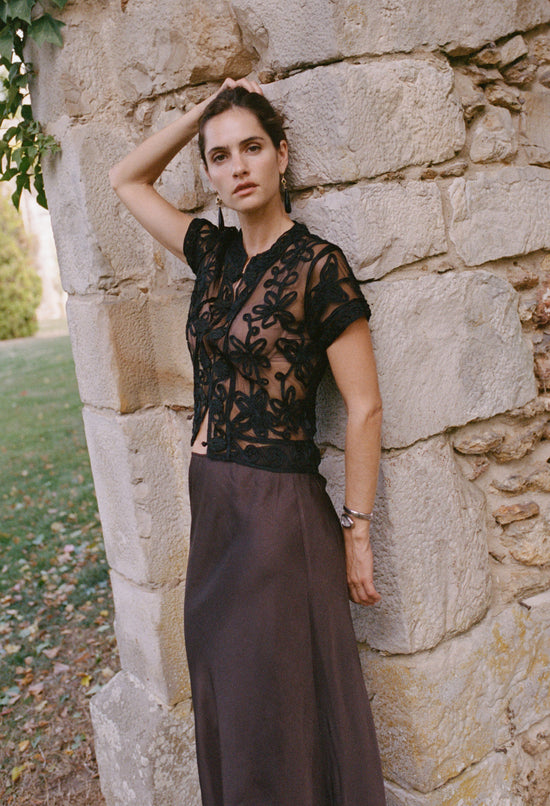 Concetta Brown Satin Skirt