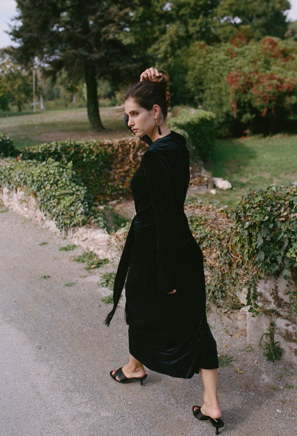 Leona Black Velvet Dress