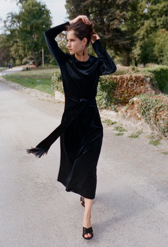 Leona Black Velvet Dress