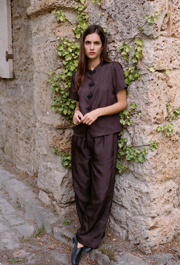Dania Brown Satin Pant