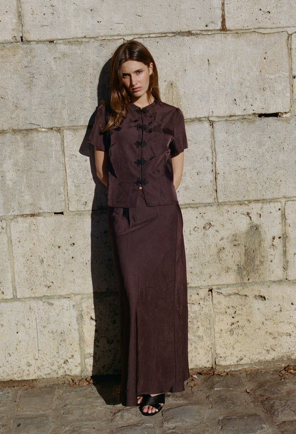 Lousia Brown Satin Top